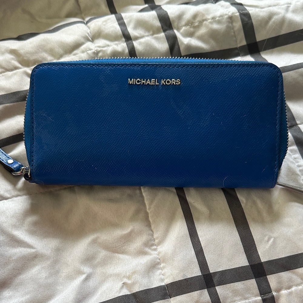Michael Kors Vibrant Blue Zip-Around Wallet